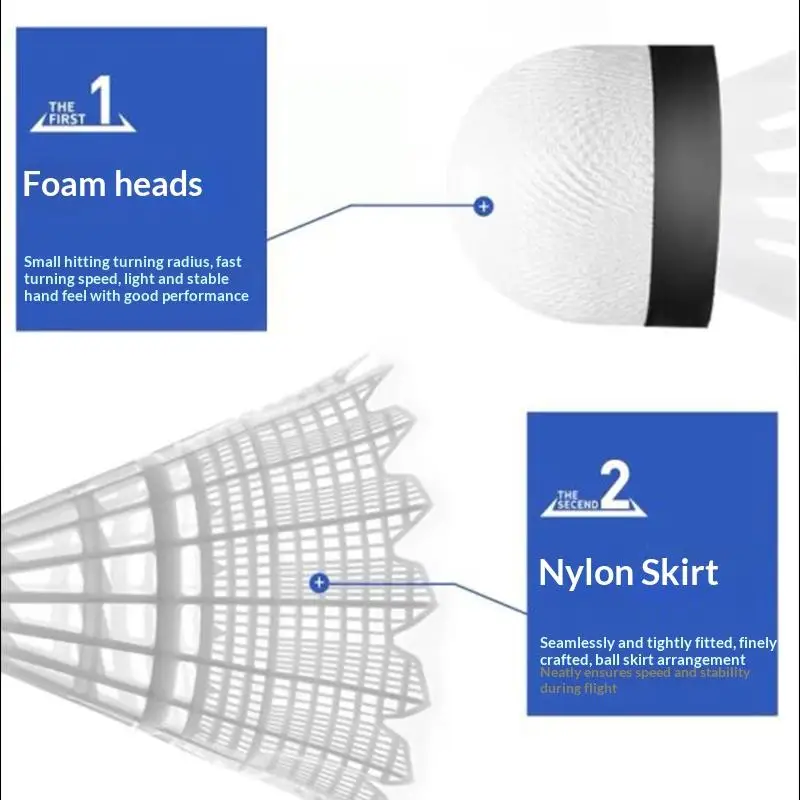 Gelbe, strapazierfähige Badminton-Federbälle aus Nylon, 3/6/12 Stück, für Kinder, Erwachsene, zum Training zu Hause, für Anfänger und zum Üben von Badminton. – Detail 14