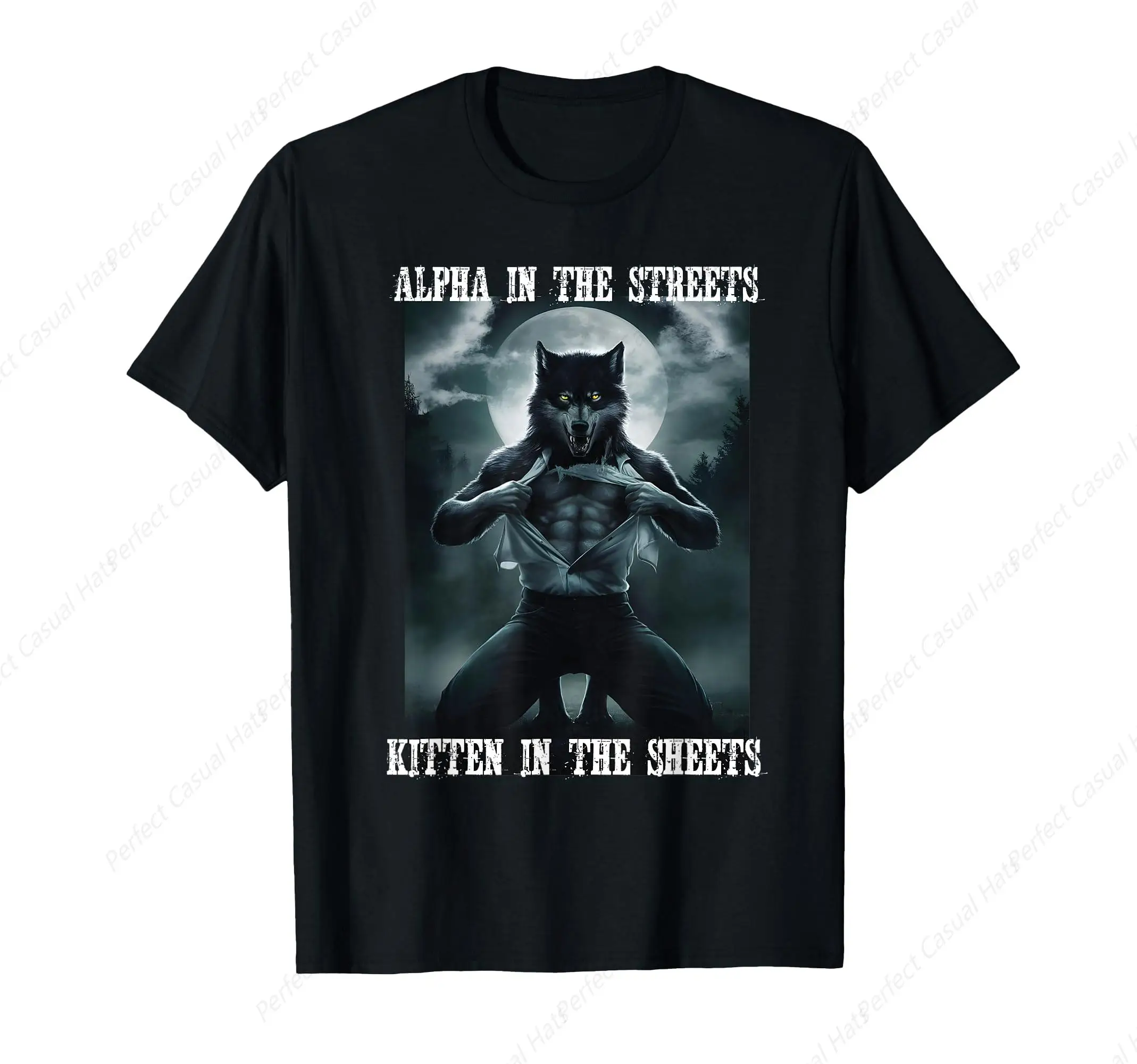 

Classic Cool Graphic Tee Alpha Wolf T-Shirt Fashion Handsome Short Sleeve T-Shirts Cotton Top