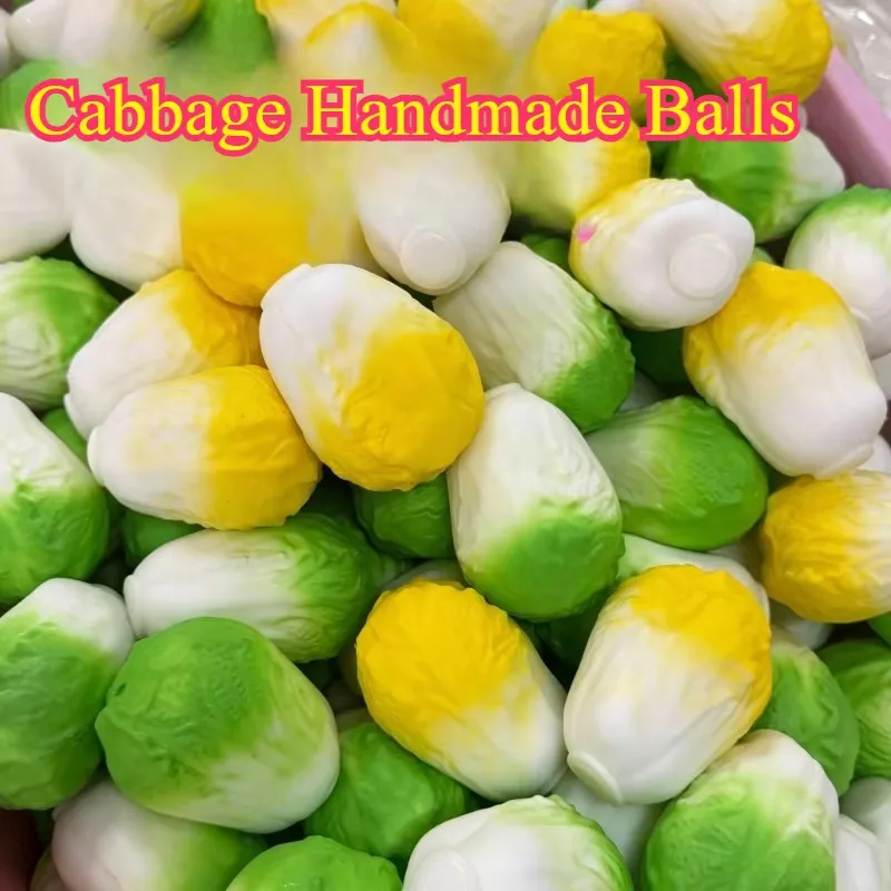 Handmade Crispy Cabbage Bok Choy Squishy Stress Relief Ball - Fidget Squeeze Toy round Blocks Sensory ASMR Toy for Stress Relief