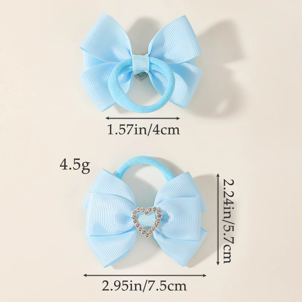 BABY BOWS 2 Stück/Set Kinder Mädchen Niedliche Doppelschichtige Schleifen-Haargummis Haarbänder Kinder Basis-Pferdeschwanz-Kopfschmuck Haaraccessoires – Detail 1
