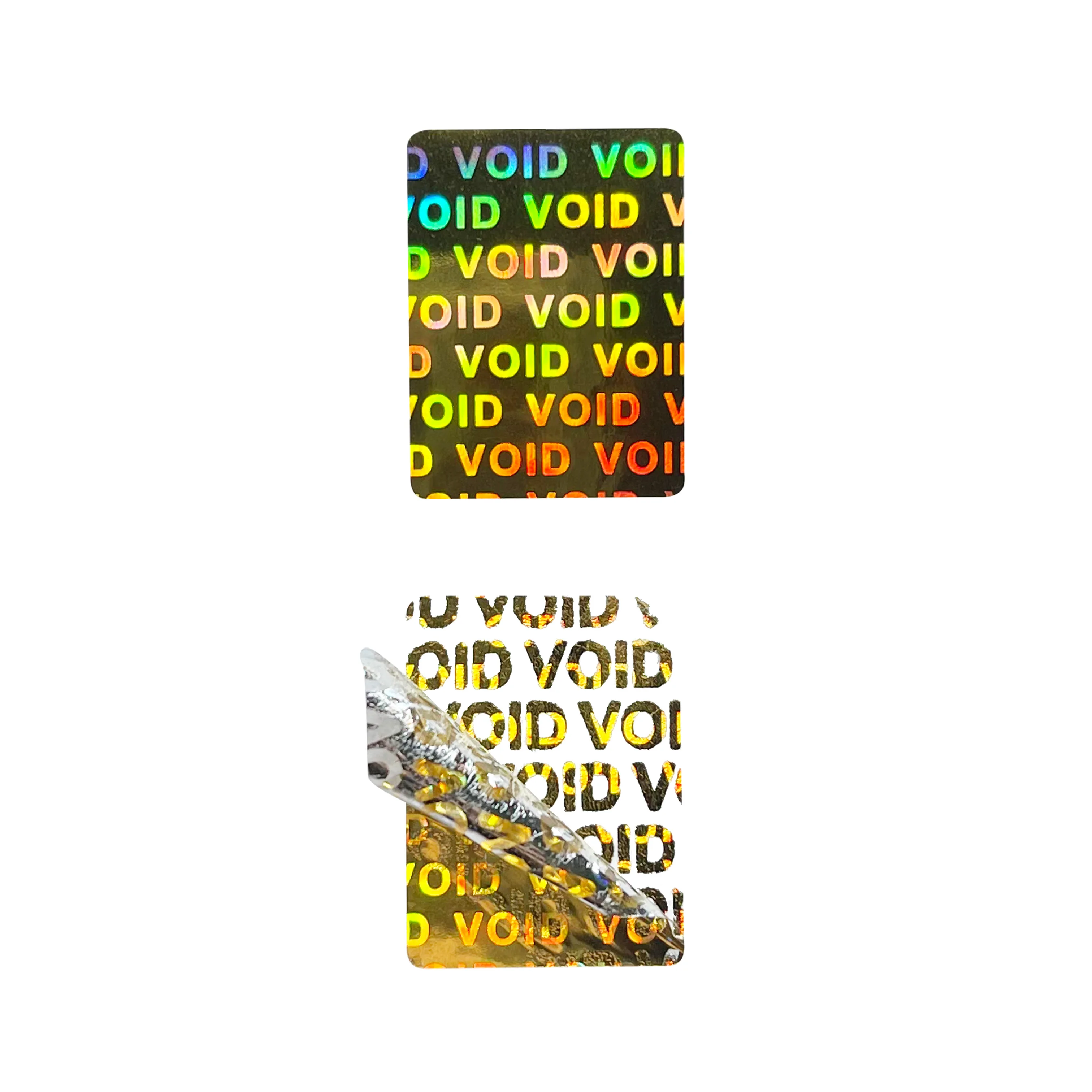 New 100pcs golden VOID holographic tamper proof sticker tear invalid laser label security packaging seal sticker 20X15mm