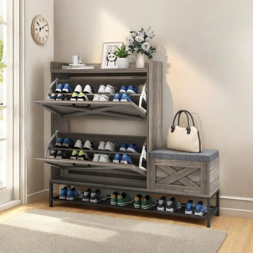 

Shoe Storage Cabinet with Flip Drawers, Narrow Slim Shoe Cabinet for Entryway Living Room Hallway, Living Room Furniture