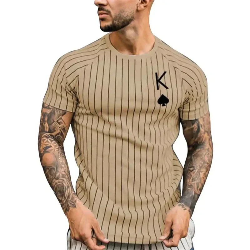 Summer Casual Classic Stripe Graphic T Shirt For Men Breathable Sports Tops Oversized Short Sleeve Tee Men's Clothes Streetwear