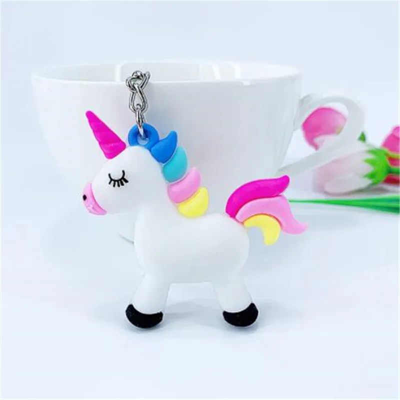 WKOUD Cute Fairytale PVC Unicorn Keychain Multi-style Horse Key Rings Holder Alloy Key Chain For Women Girls Gift Jewelry