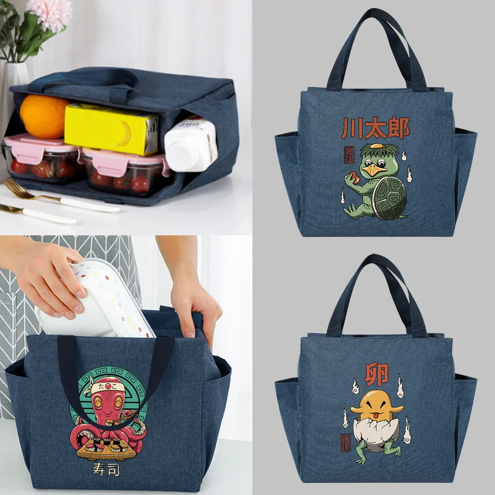 

Lunch Cooler Bag Insulated Dinner Bags Multifunction Large Capacity Portable School Picnic Cute Monster Print Thermal Food Packs