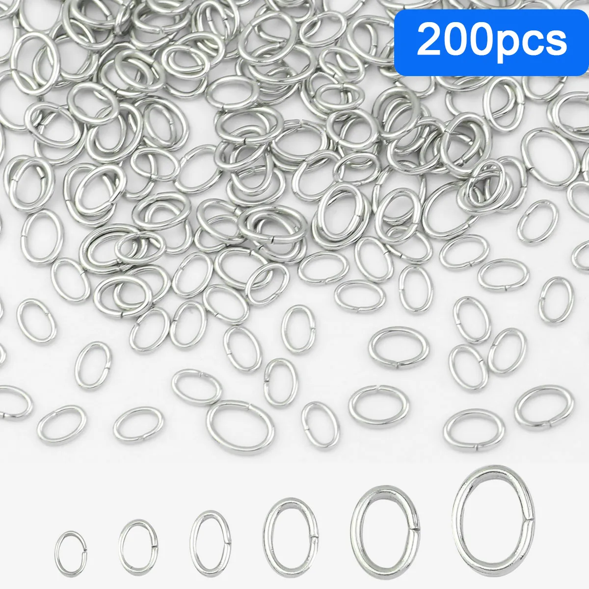 200pcs Stainless Steel Oval Jump Rings Connectors For DIY Jewelry Making Key Chains Earrings Necklace Bracelet Metal Accessories