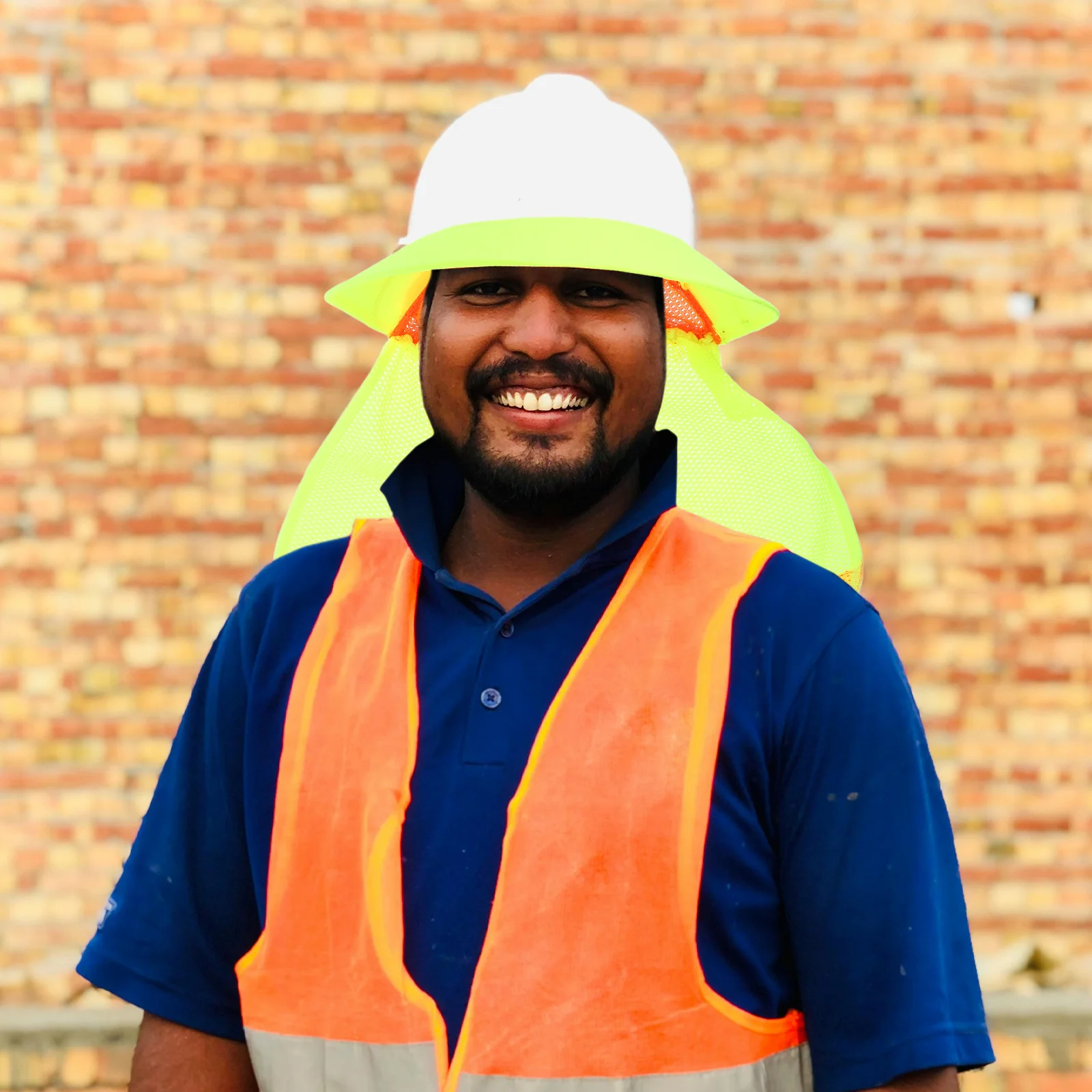 قبعة صلبة للرقبة، غطاء أمان للرقبة، شبكة قابلة للتنفس، شريط مرن قابل للتعديل، موقع البناء، حاجب من الشمس #4