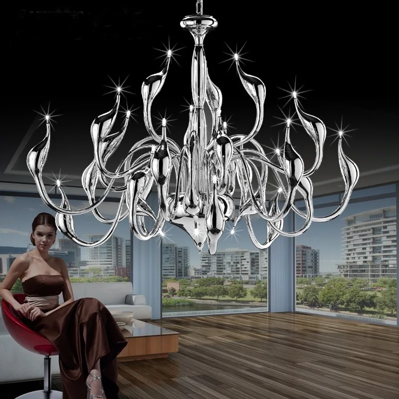

G4 LED Swan chandelier Lighting for Bedroom Foyer Chandelier lustre salon Black White Red gold chandelier Lighting