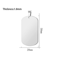10pcs/lot Wholesale Stainless Steel Military Army Style Blank ID Dog Tags Pendant Rectangle Necklace Male Jewelry Accessories