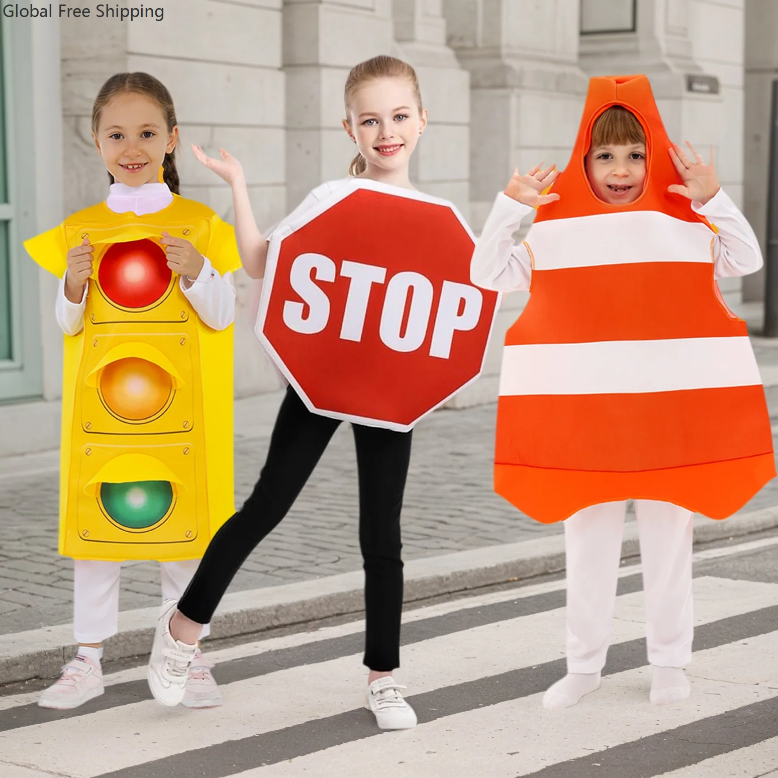 

New Halloween Children's Costumes Fun Party Costumes For Boys And Girls Kindergarten Road Safety Drills Stage Performance Outfit