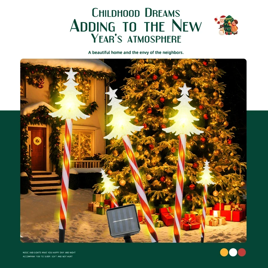 LED Ground Inserted Christmas Tree Shaped Courtyard Lawn Decoration Holiday Christmas Tree Flower Lights String Atmosphere Light