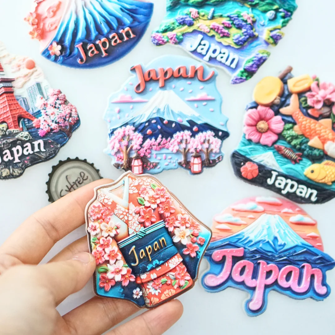 1 unidad, imanes de nevera de Japón, imanes de nevera de viaje de Japón, imanes de nevera de kimono, Mt. Imanes de nevera Fuji, nevera de flor de cerezo Ma