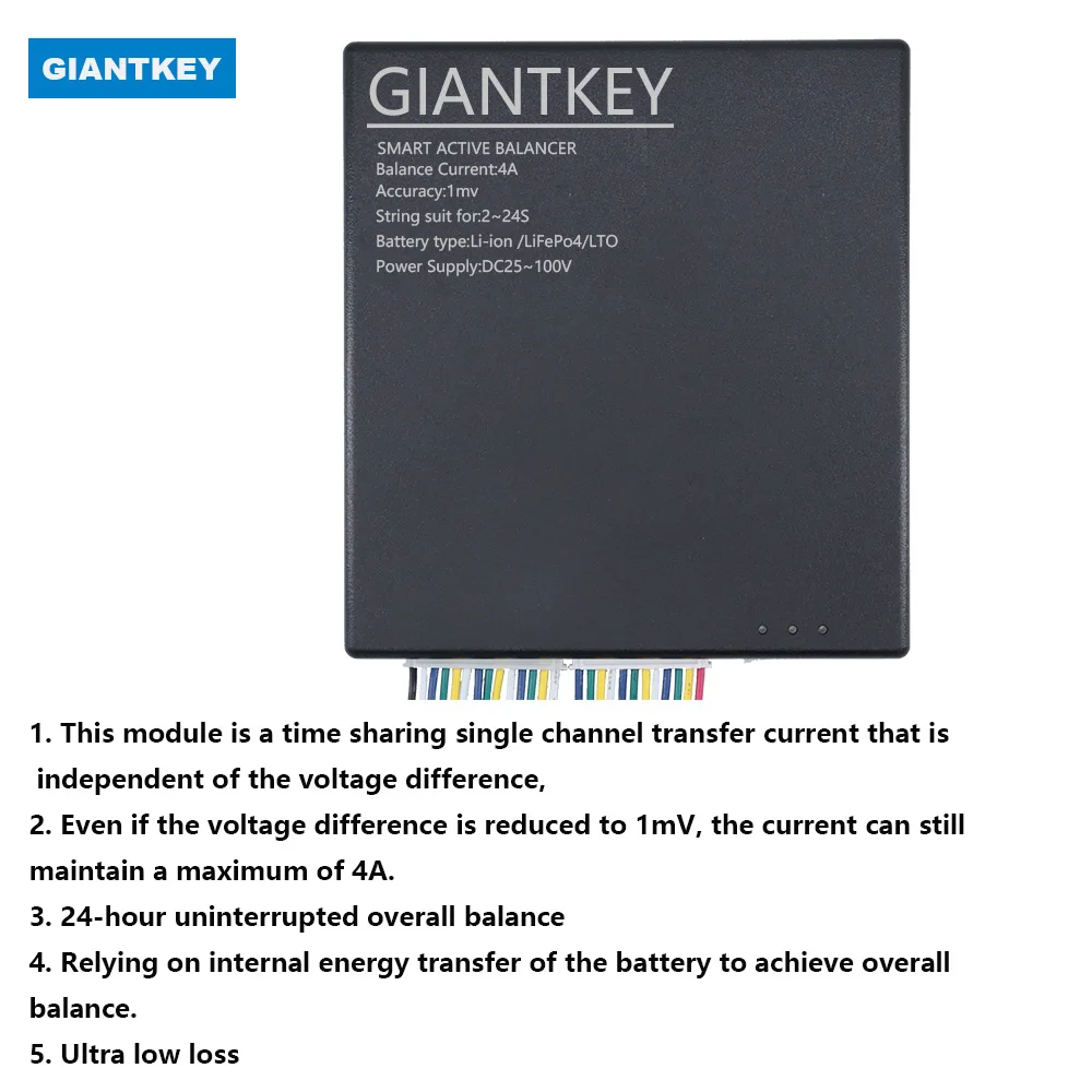 GIANTKEY Smart Active Balance 4A Li-Ion LTO Lifepo4 18650 Battery BMS 2S 5S 6S 7S 8S 10S 12S 13S 16S 20S 22S 24S With Bluetooth