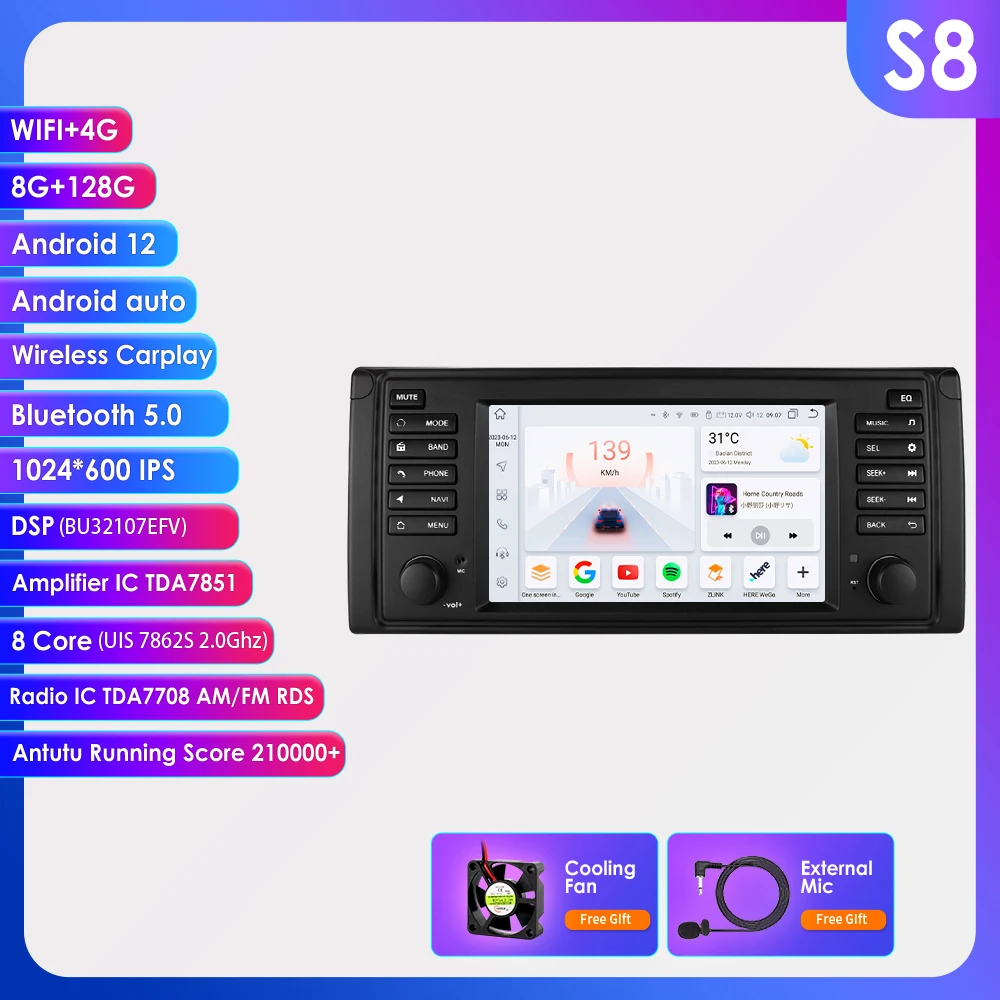 Hizpo Auto Intelligente Systemen Voor Bmw 5 Series E39 X 5 E53 M5 1996-2003 Multimedia 2din Autoradio Android 13 Auto Carplay 7862 4G