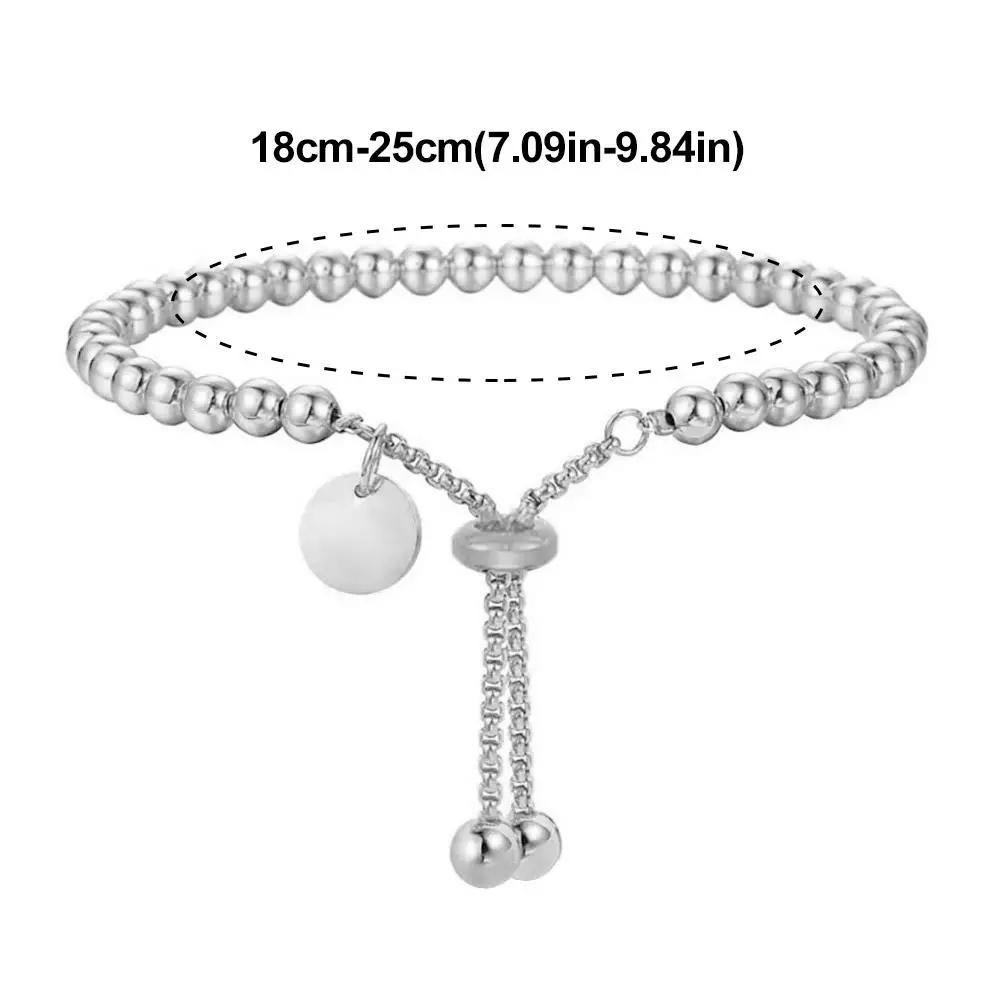 NEW Stainless Steel Simple Round Bead Pendant Charm Bracelet For Women Girls WOMEN Charm Jewelry Gift For Friends