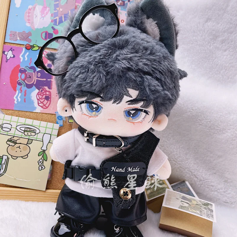 KPOP Plush 20cm Boneca Bonito Cool Guy Preto Hoodie Hat Roupas Roupas Roupas Dress Up Acessórios Cosplay Anime Figura Toy Xmas Gift