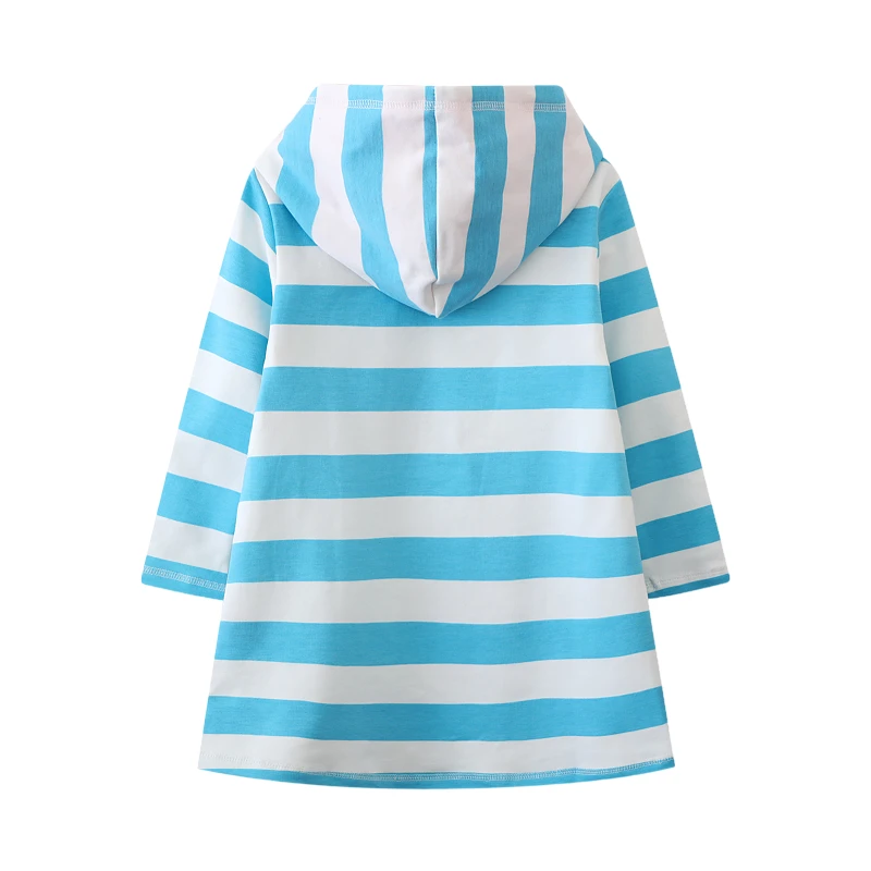 Little maven Fall Baby Girl Long Sleeves knit Striped Dresses Kids Clothes Casual Girl Cartoon Dolphins Hoodies Princess Dresses