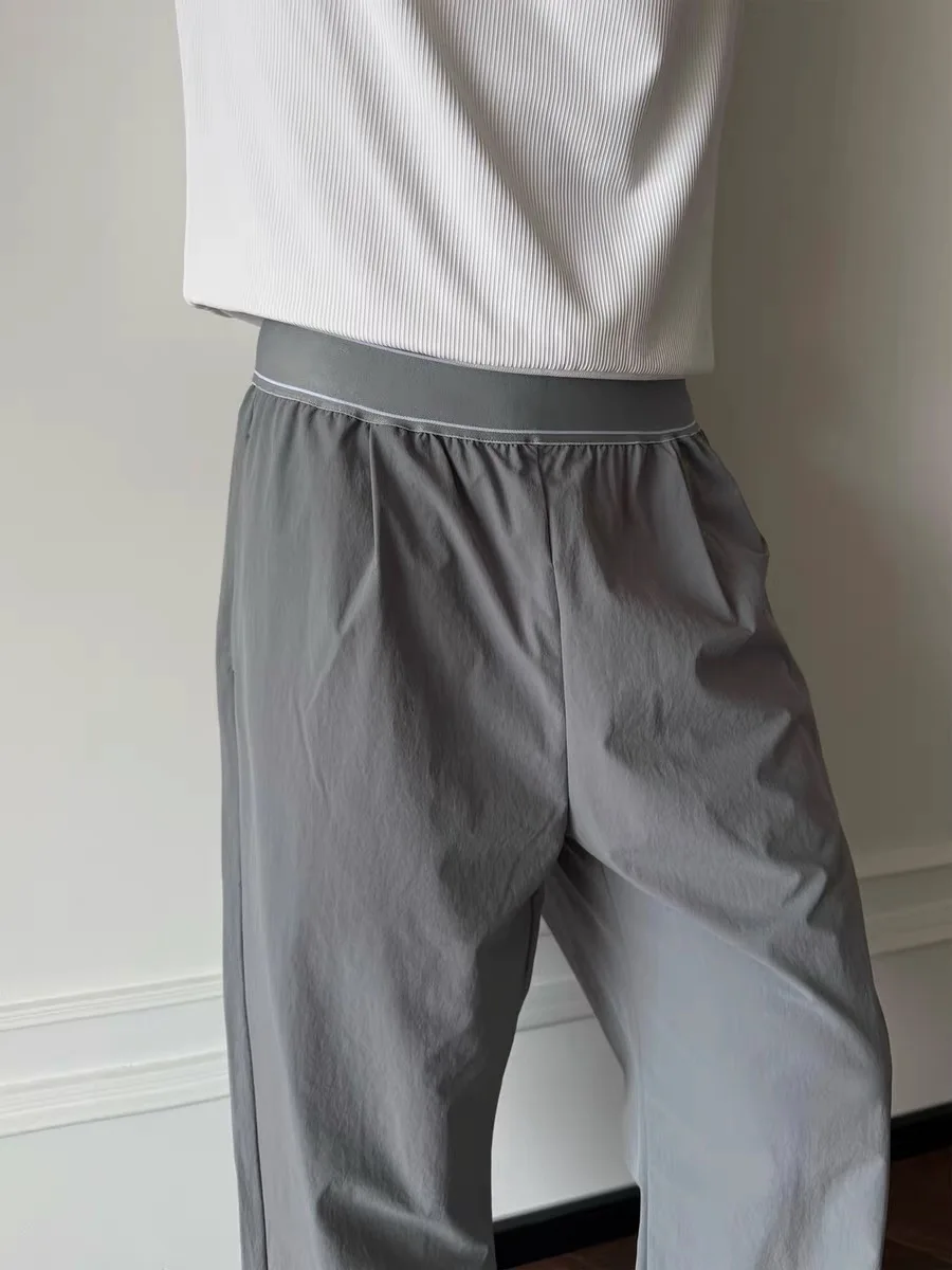 

Lightweight Outdoor Casual Pants Deep Blue Color Men's Cleanfit Waist Design Loose Sports Pants Straight Leg Trousers