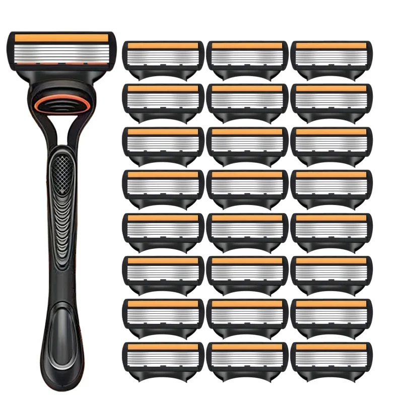 6-Layer Manual Men's Shaving Razor/Replacement Blades, 5-Layer Razor Stand, Washable, Stainless Steel Depilation Tool image 3