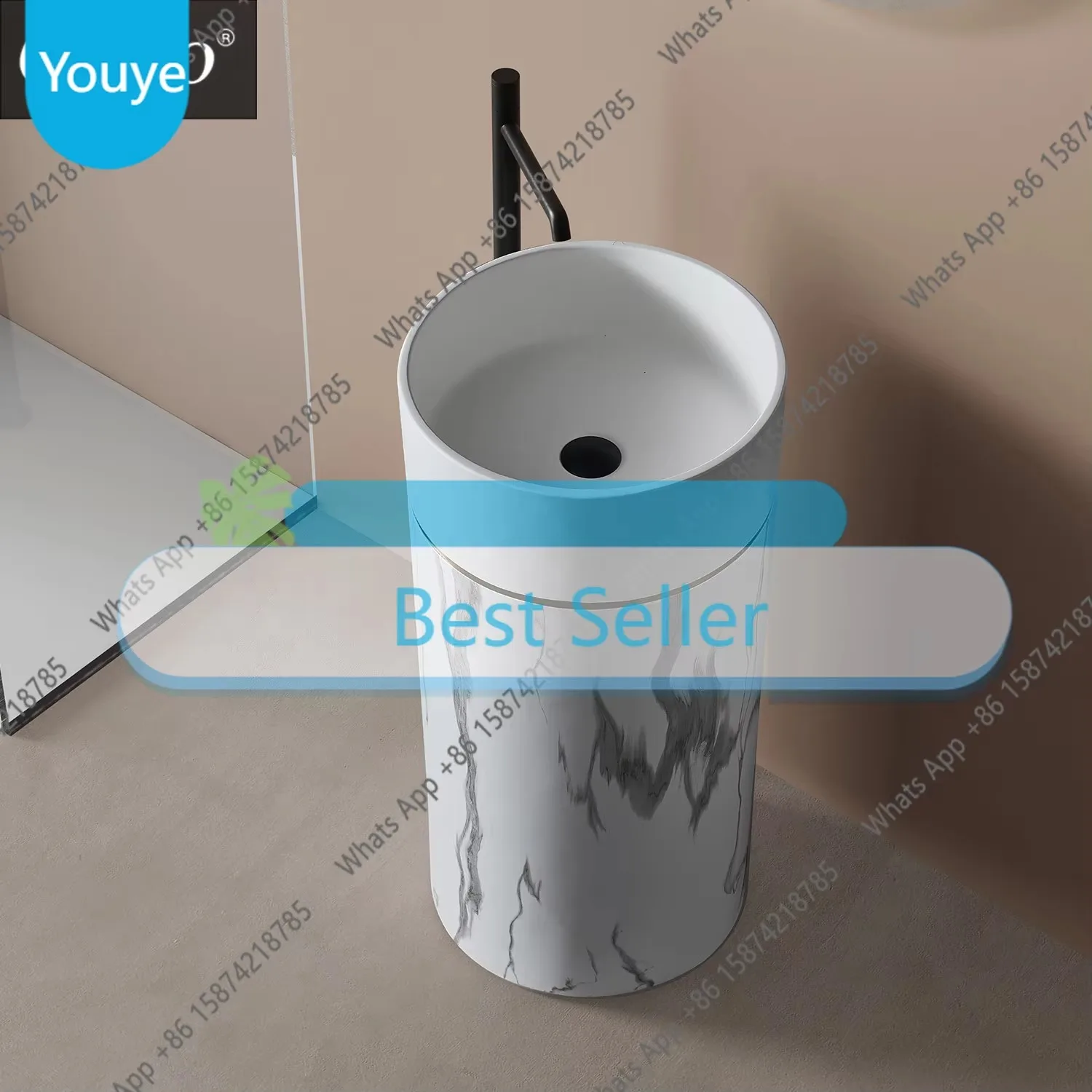 

N64 Italian minimalist column washbasin integrated floor-to-ceiling homestay clubhouse art personalized sink