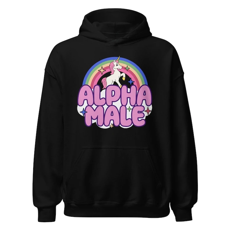 Alpha Male Hoodie Unisex Funny Hoodie Satire Humor Hilarious Sweatshirt Parody Ironic Silly Tops Sweatshirt Sarcastic Hoodies