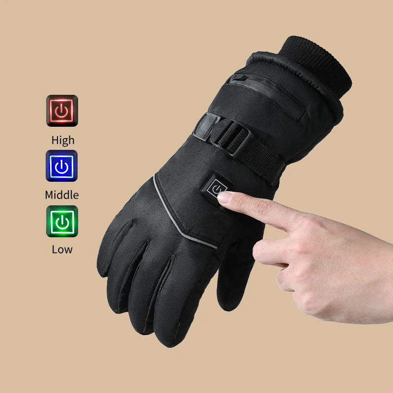 

2026Outdoor Snowboard Cycling Waterproof Heating Rechargeable Battery Winter Electric Heated Ski Gloves
