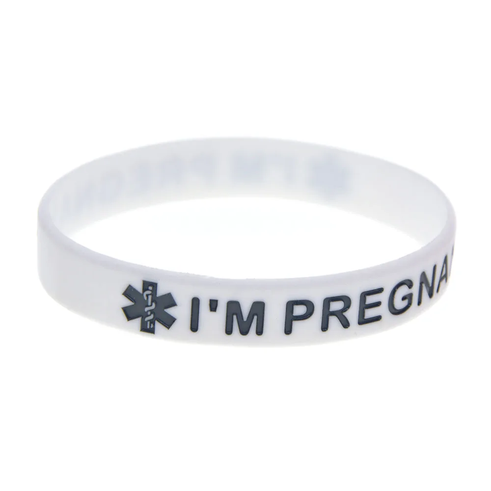 50 Pcs I am Pregnant Silicone Wristband Engraved Pregnancy Alert Logo Emergency Hospital Identification Rubber Bangle