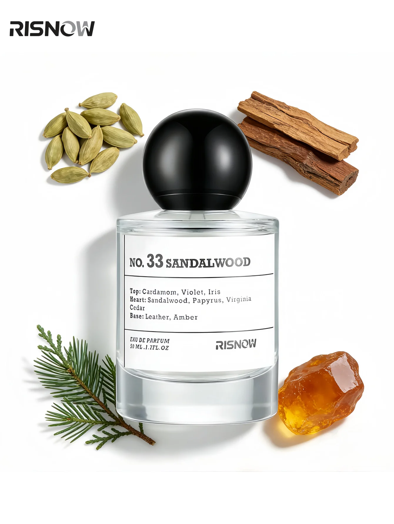

Unisex Sandalwood Perfume RISNOW NO.33, Long Lasting Woody EDP, Portable Refill Bottle & Premium Gift Box, Affordable Fragrance for Men & Women Dating & Present