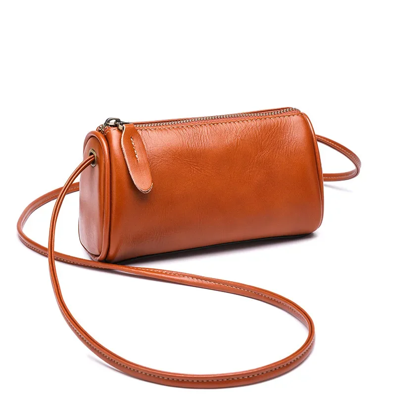 

Женская сумка из воловьей кожи, новинка 2025 года, модная сумка через плечо из натуральной кожи для мобильного телефона, женская мини-сумка с подушкой