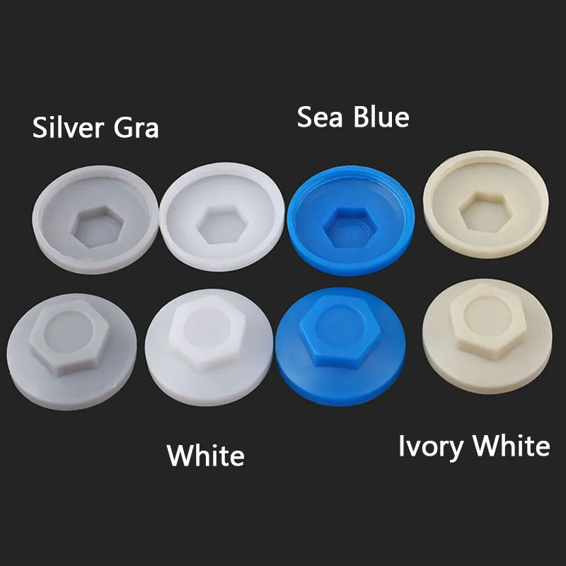 ฝาครอบสกรูหกเหลี่ยมภายนอกขนาด 5.2 มม. 30 ชิ้น ฝาครอบสกรูกันน้ำสำหรับกระเบื้องเหล็ก ฝาครอบสกรูเจาะตัวเอง น็อตเกลียวปล่อย ฝาครอบพลาสติก