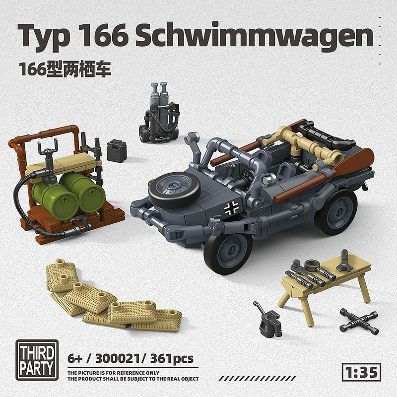 

Typ 166 Schwimmwagen Military WW2 Landing Vehicle Army Main Battle Soldiers Building Blocks Bricks Set For Children Boys Gifts