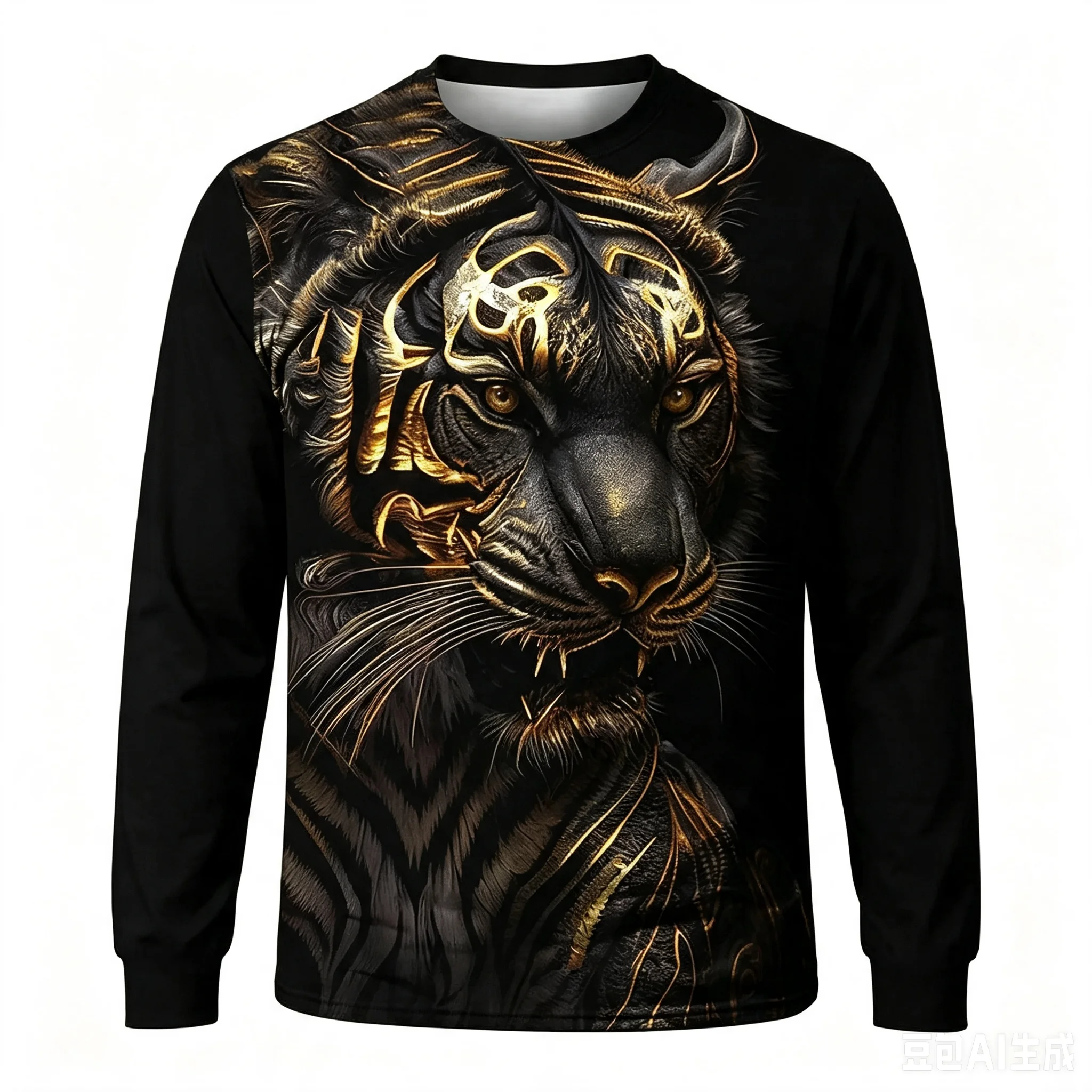 Men's T-Shirt 3D Tiger Print Tees Tops Summer Casual Mens Animal Pattern Long Sleeve T Shirt Streetwear Quick Dry Clothes