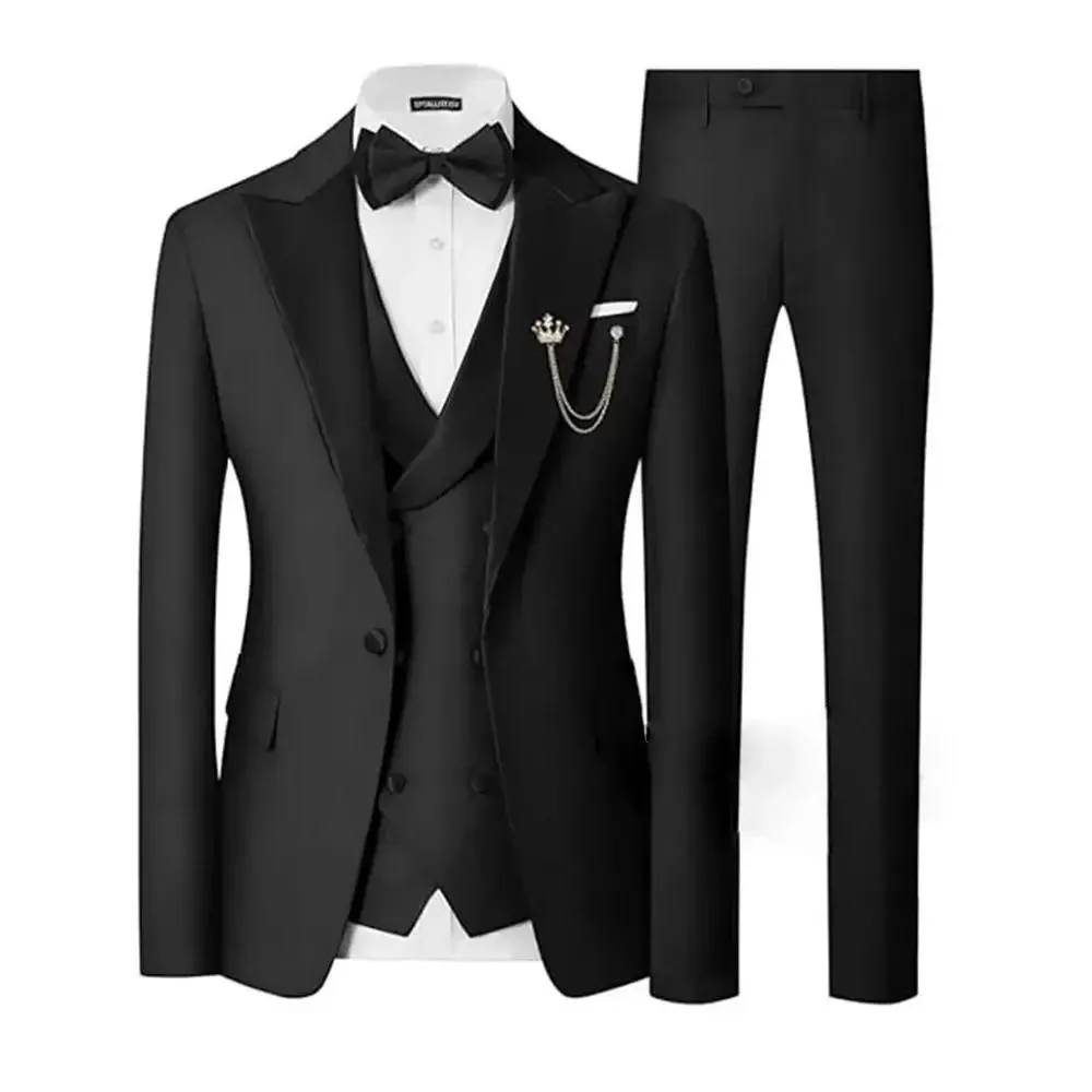 Blazer Suit For Men 3 Piece Outfit Set Suits High Quality 2024 Pants Mens Clothing Fashion Party Wedding Tuxedo Jackets vest