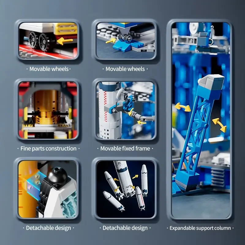 مكعبات بناء مركز إطلاق الفضاء DIY لونار لاندر وصاروخ المكوك أطقم منمذجة ألعاب بناء منفذ الفضاء للأطفال والكبار