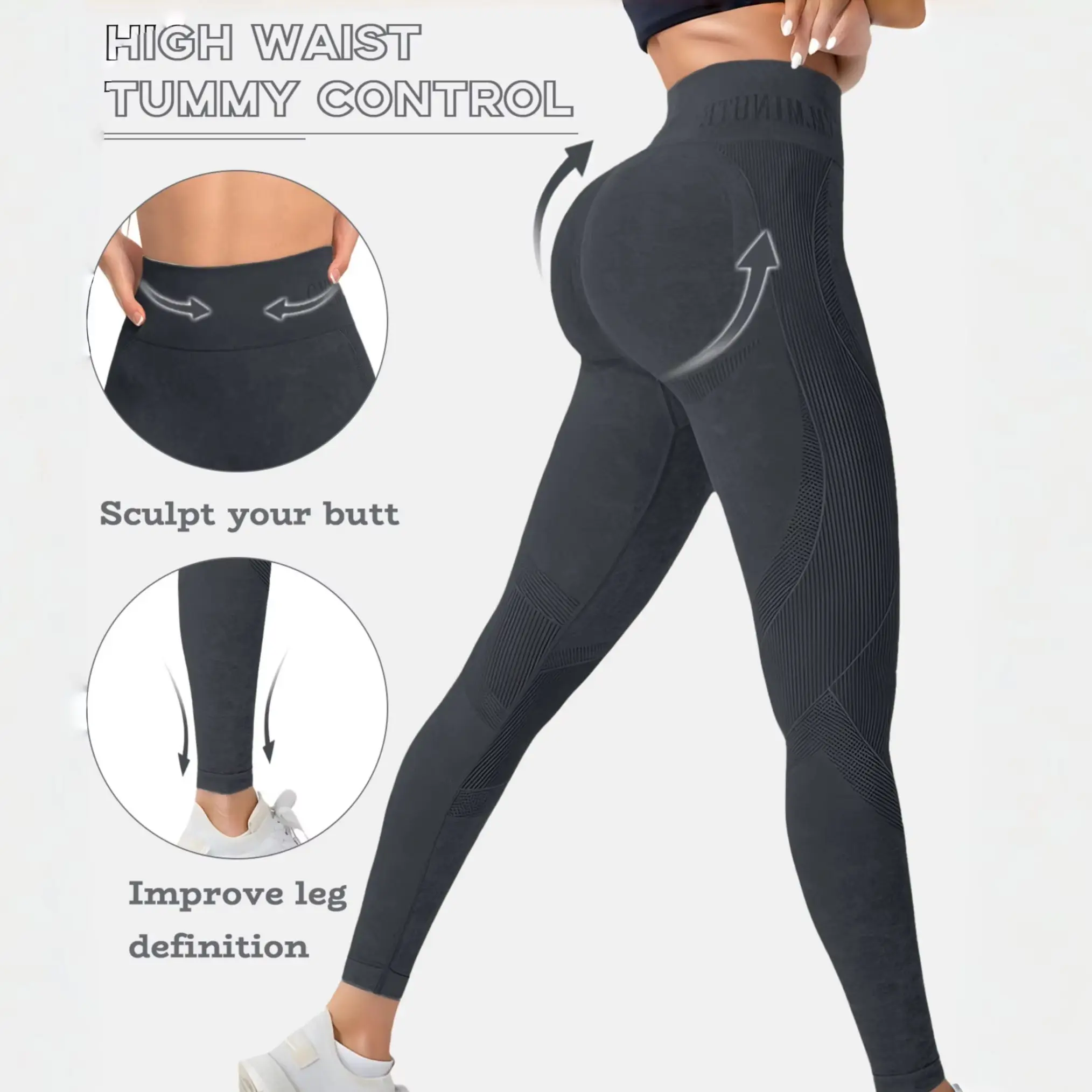 Women Seamless Scrunch Butt Lifting Yoga Leggings High Waist Stretch Gym Workout Sports Fitness Pants