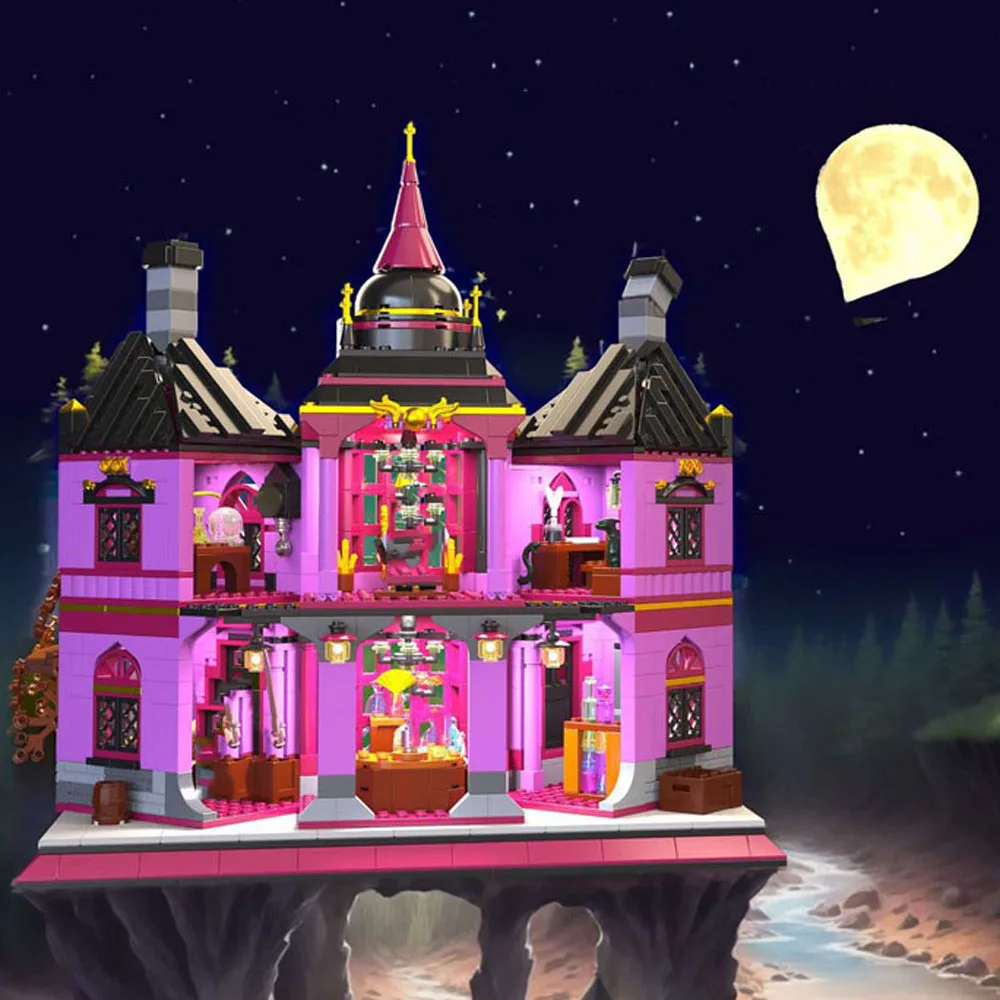 

Idea Movie Scene Street View House Architecture Mini Block Magic Shop Building Brick Wizard Figures Construction Toy With Light