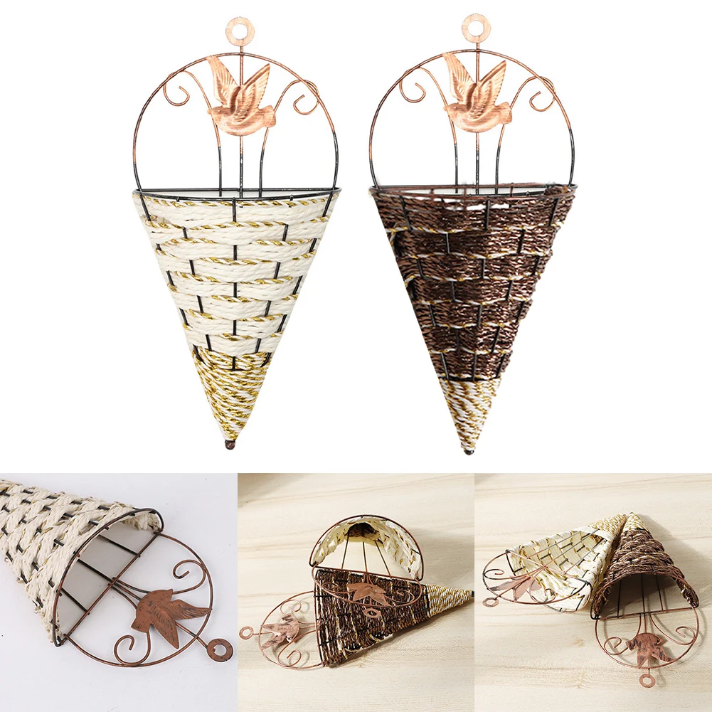 Wall Decoration Flower Basket Hanging Basket Accessories Recycled Plastic 30*14cm White/coffee Modern Reusable