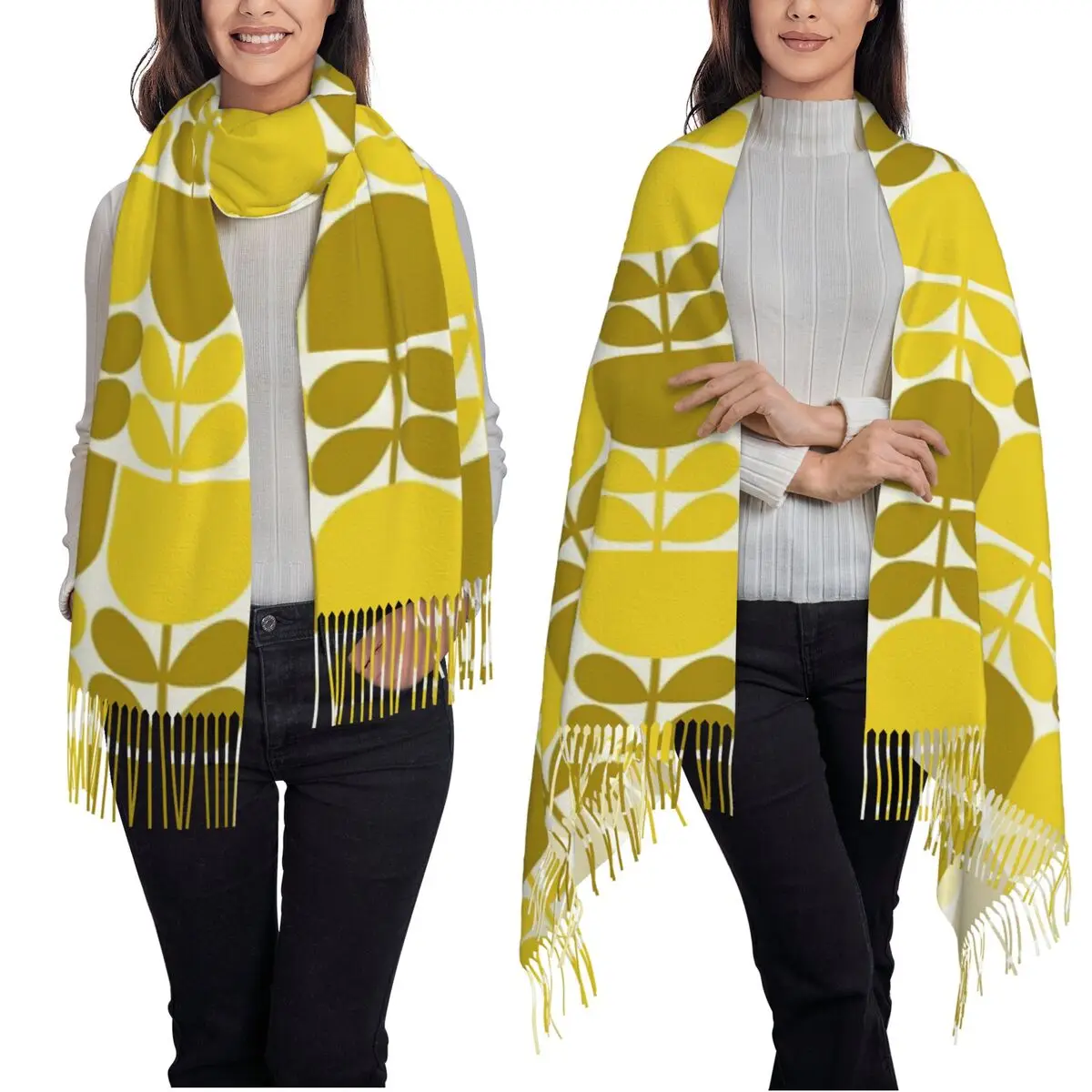 Spring Bloom Orla Kiely  Scarf Tassel Scarves Women Soft Warm Shawls and Wraps Long Fall Winter Shawl Wrap