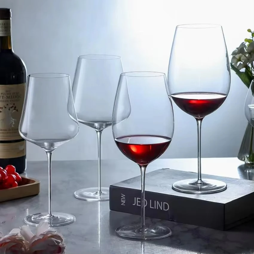 Ultra Thin Crystal Glass Goblet Sensory Oot-Bellied Red Wine Glass for Home Fine Stick Wine Burgundy Glass