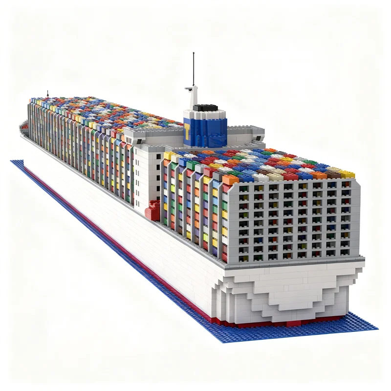 14249pcs MOC Boat Container Ship V2 Partially Modular Model Building Blocks Toys Christmas Gift Construction Brick Education