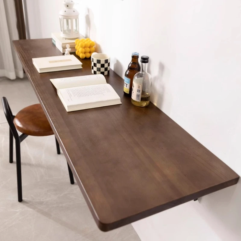 Wall Mounted Folding Table, Solid Wood Floating Desk for Cafe, Space Saving Wall Mounted Workstation, Creative Decorative Shelf