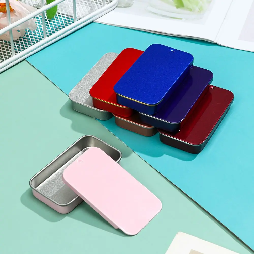 Wedding Jewelry Slide Cover Container Home Organizer Empty Tins Mini Iron Box Storage Box Rectangular Pill Cases