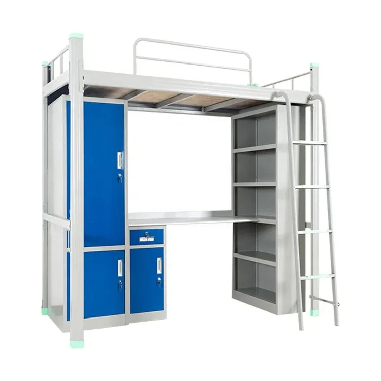 dorm bed with wardrobe for children double desk adult loft bunk bed for adults  Dormitory stainless Beds With Desk