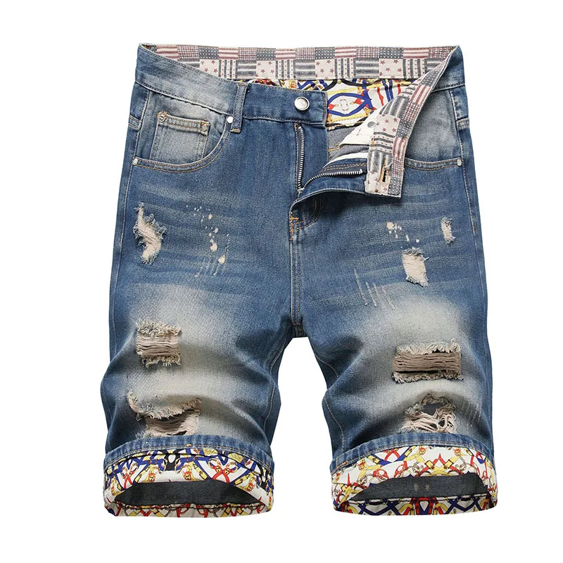 2023 Summer New Mens Ripped Short Jeans Brand Clothing Bermuda Cotton Shorts Men Thin Breathable Casual Denim Shorts