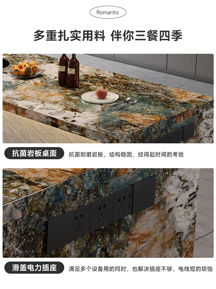 Advanced operation island table, open kitchen, bar counter, island table flush, high-end dining table, Italian dining table