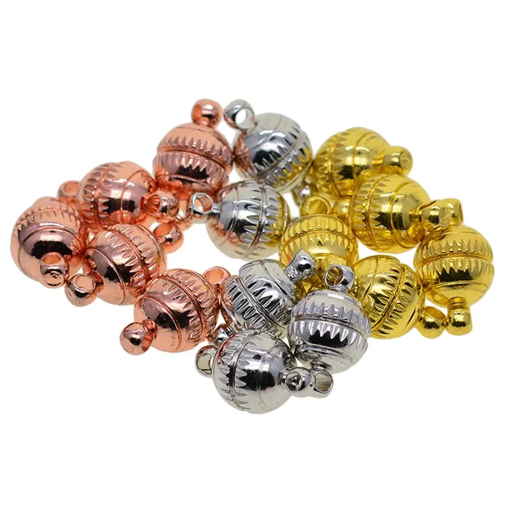 15pcs Engraved Round Ball Magnetic Clasp 8mm DIY Necklace Bracelet Findings