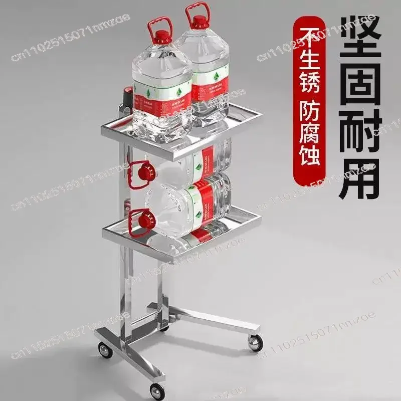 Stainless Steel Foldable 2-Tier Tool Cart, Trolley Storage Workbench for Salon, Barber Shop & Supermarket