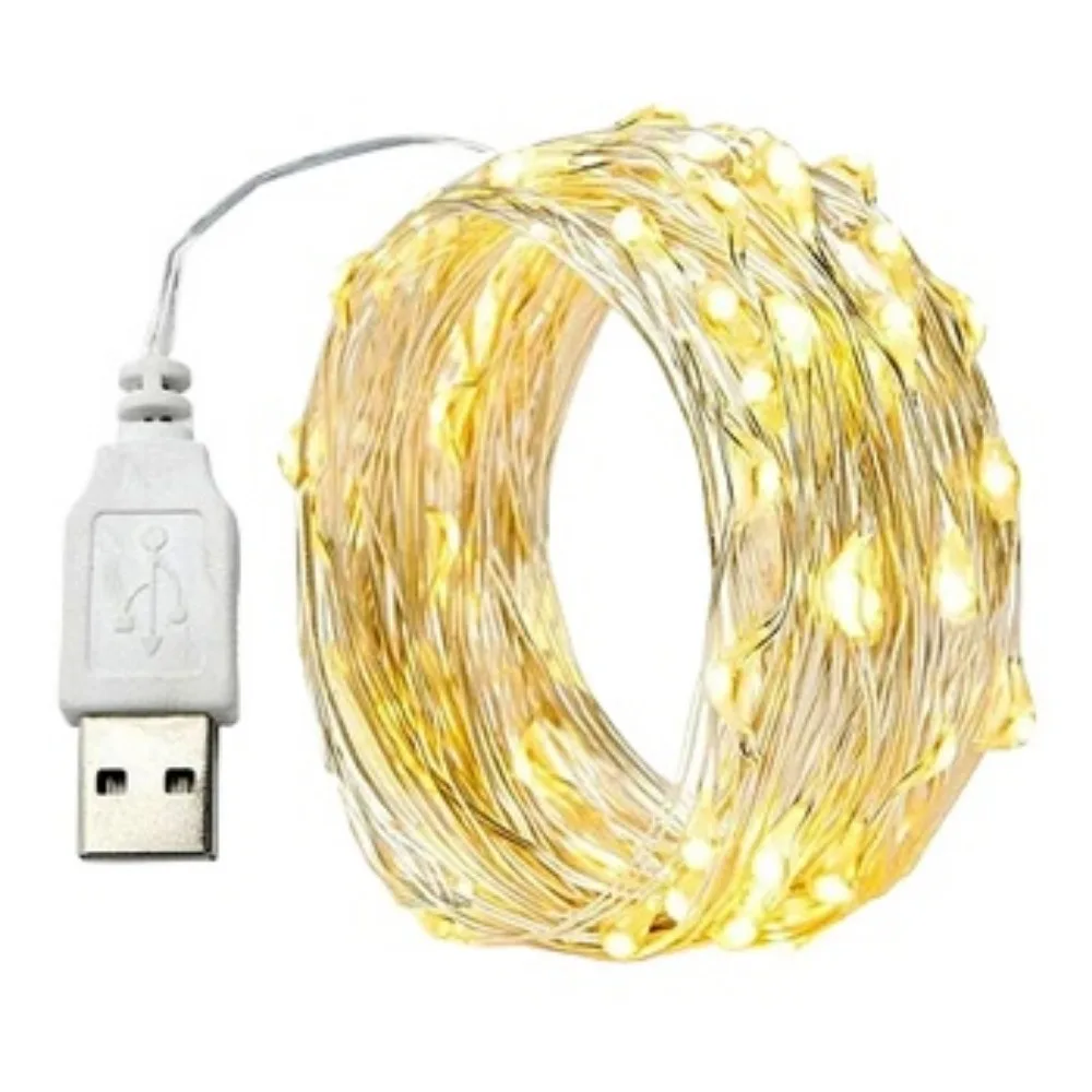 1/3/5/10m à prova dwaterproof água usb luzes led corda fio de cobre guirlanda de fadas lâmpada luz natal festa de casamento iluminação do feriado grinalda