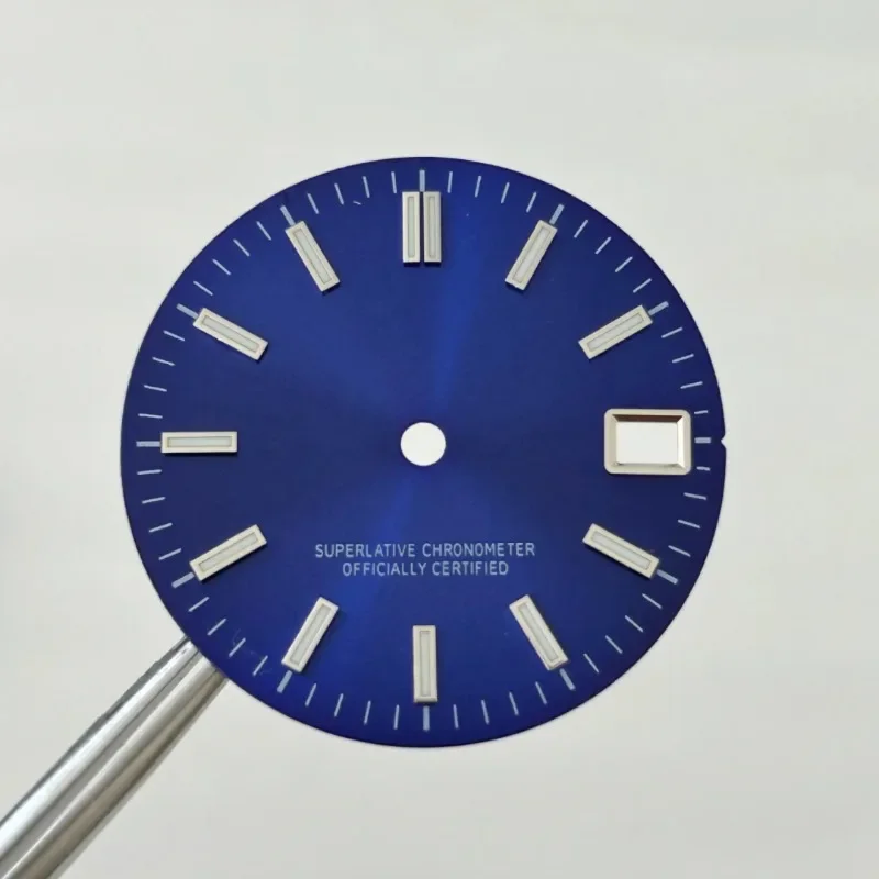 28.5mm NH35 Dial Dial Green Night Glow No Logo Sun Stripe Nail Modified Literally Suitable for NH36 4R Movement Mechanical Watch