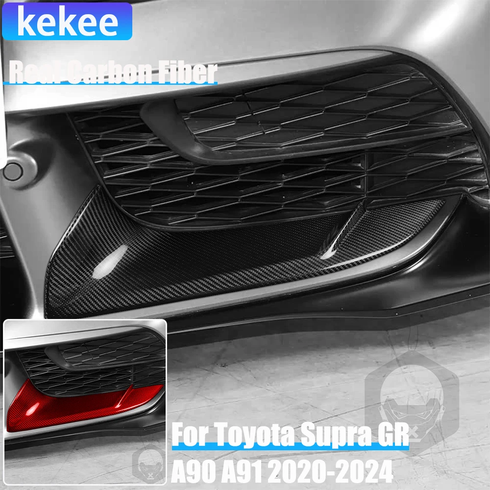 

Автомобильные аксессуары из настоящего углеродного волокна, передний бампер, накладка на воздухозаборник для Toyota Supra GR A90 A91 2020 2021 2022 2023 2024